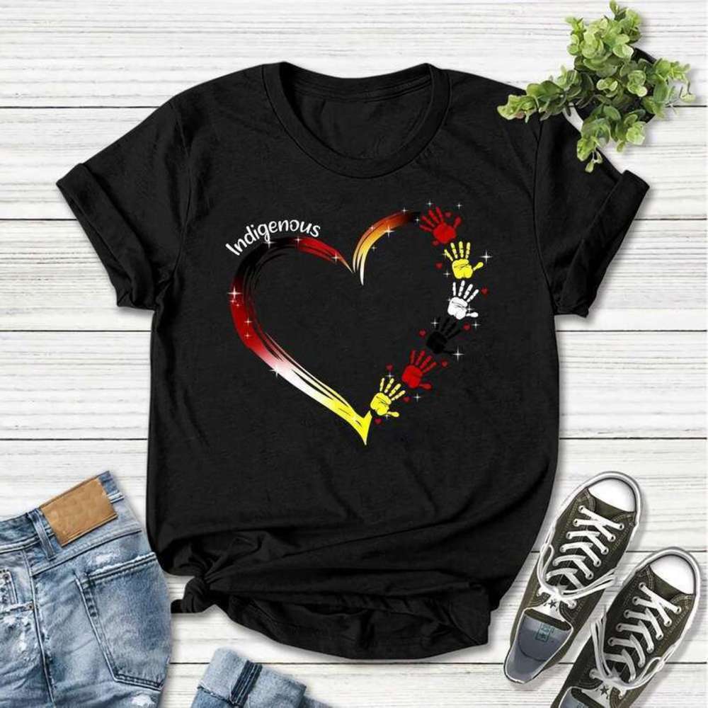 Indigenous Red Hand Heart Native Pride Unisex T-Shirt